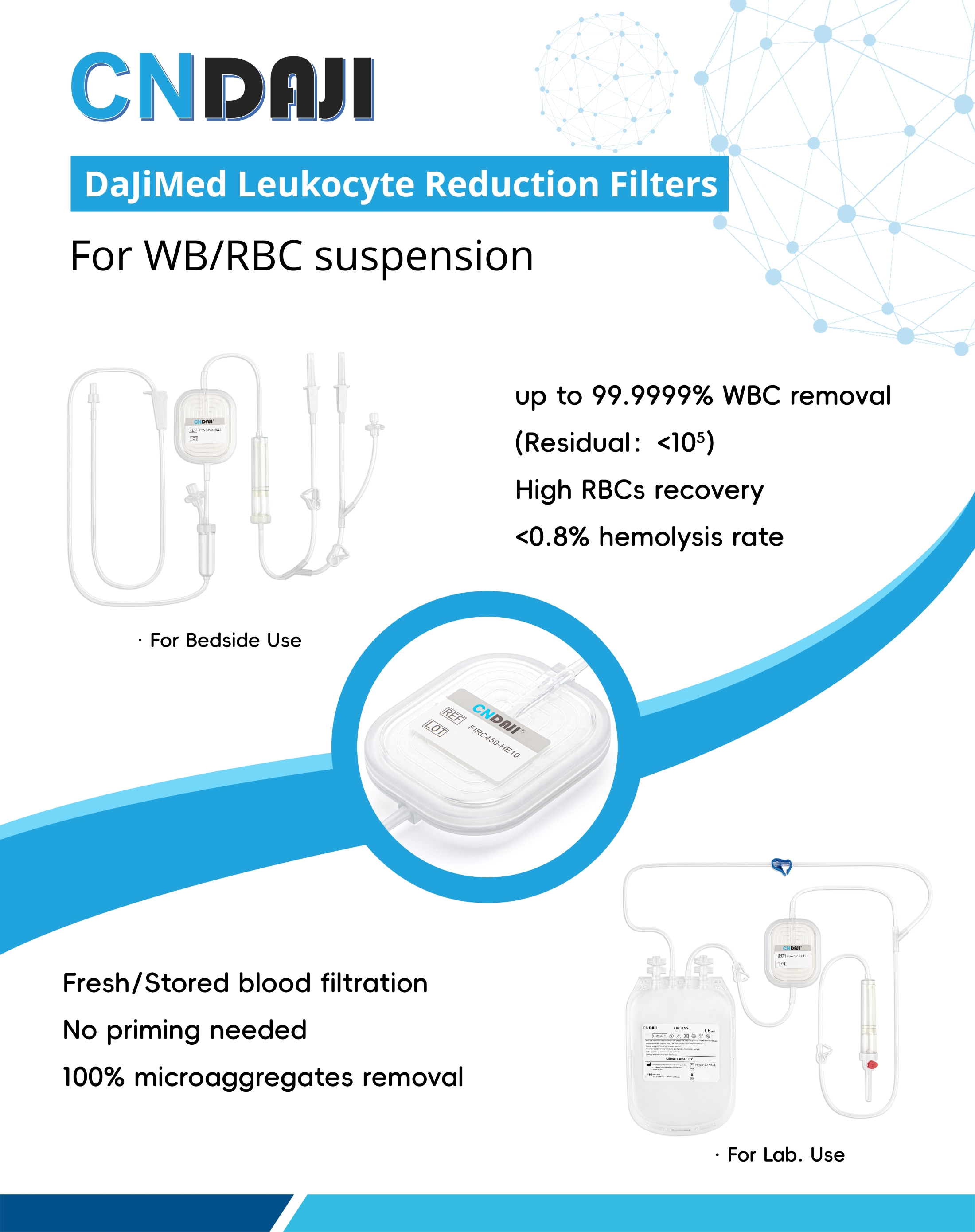 DaJiMed leukoreduction filter set for whole blood(WB)/ red blood cell(RBC)